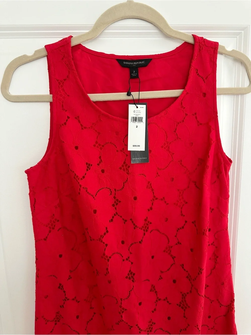 Banana Republic Vibrant Red Floral Lace Sleeveless Shift Dress - Americana - Picture 5 of 17